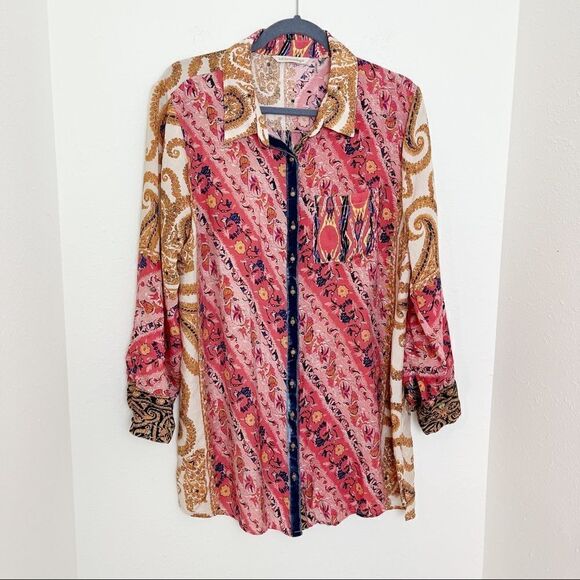 Soft Surroundings Brynn Mix Patterned Velvet Tunic Blouse - Picture 2 of 9